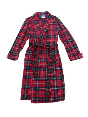 Vintage 1980s Pendleton Red Green Plaid Wool Robe USA